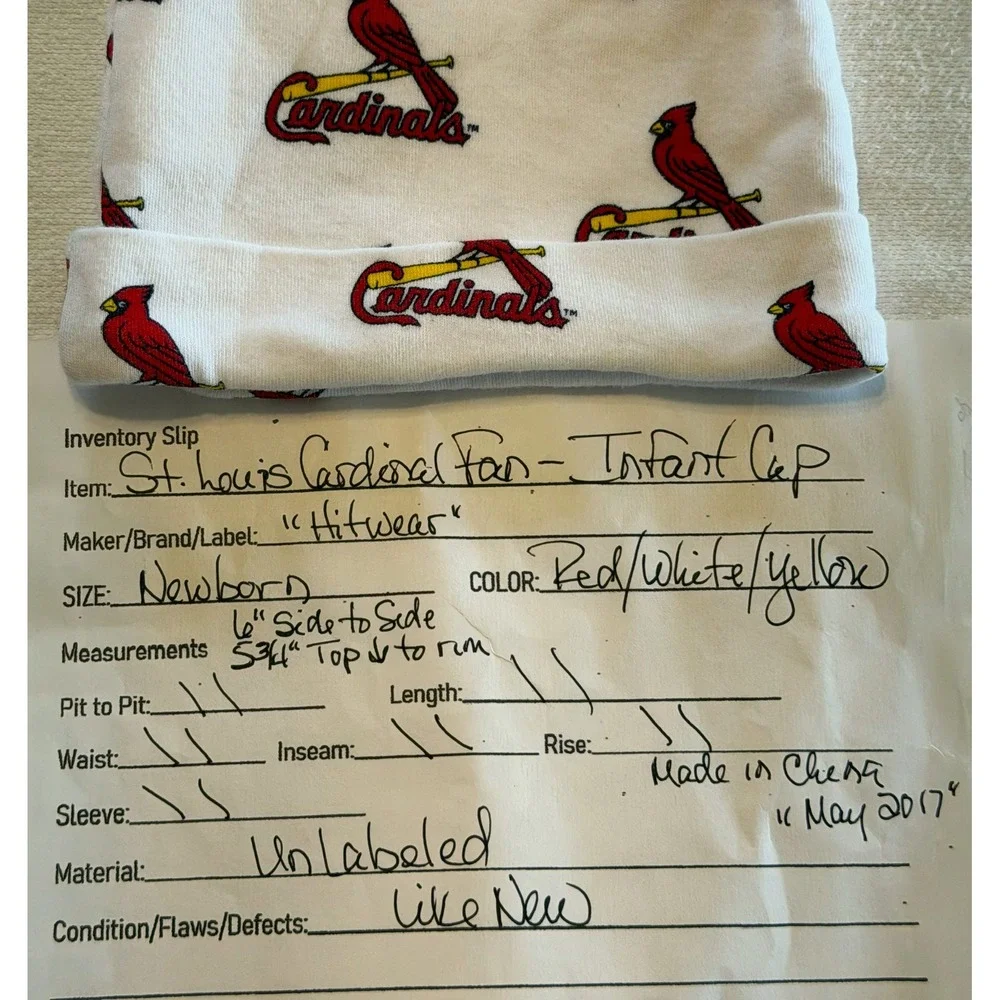 Hitwear St Louis Cardinals MLB Infant Newborn Beanie Cap Hat White Red Logo